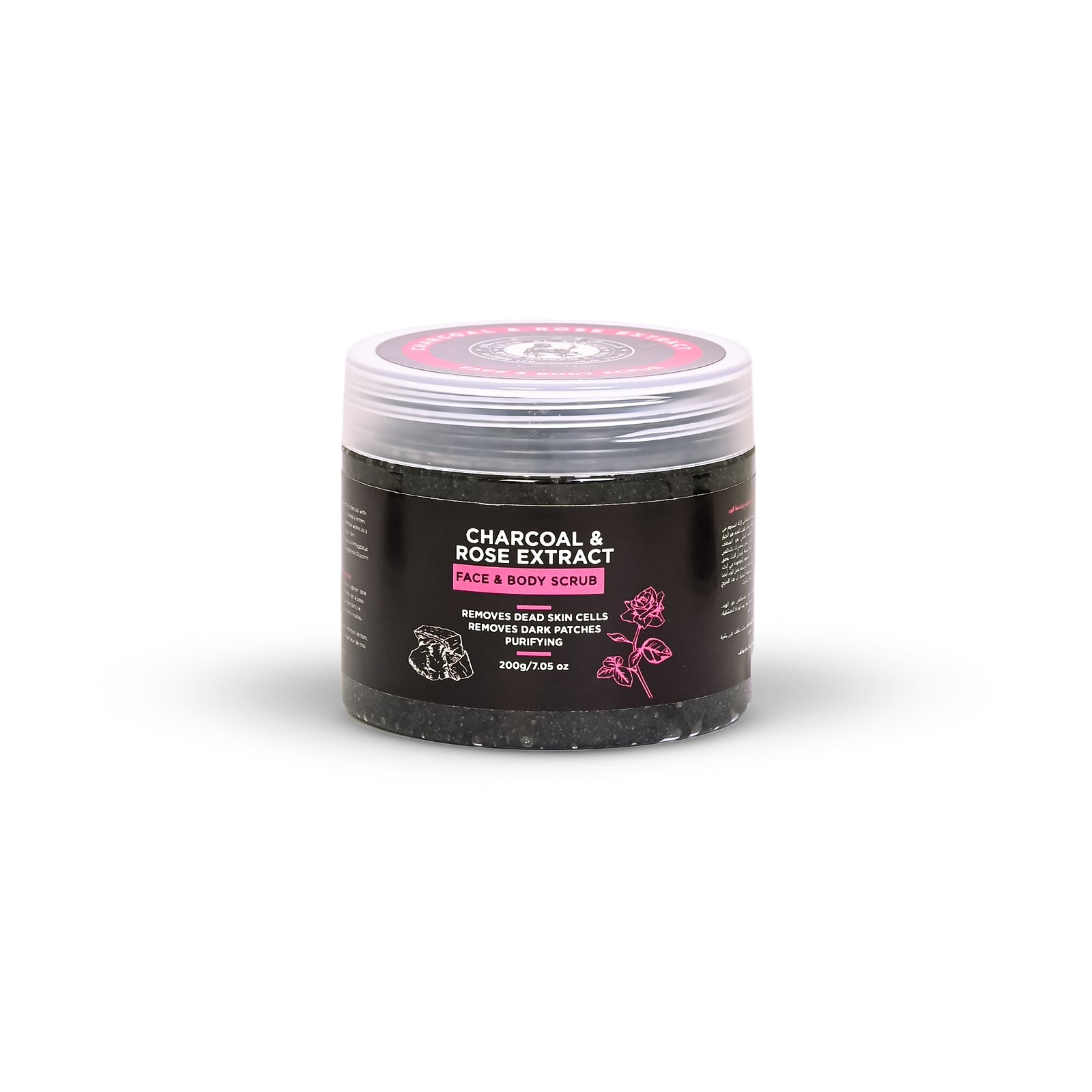 Exfoliating Body & Face Scrub Charcoal & Rose – 200G